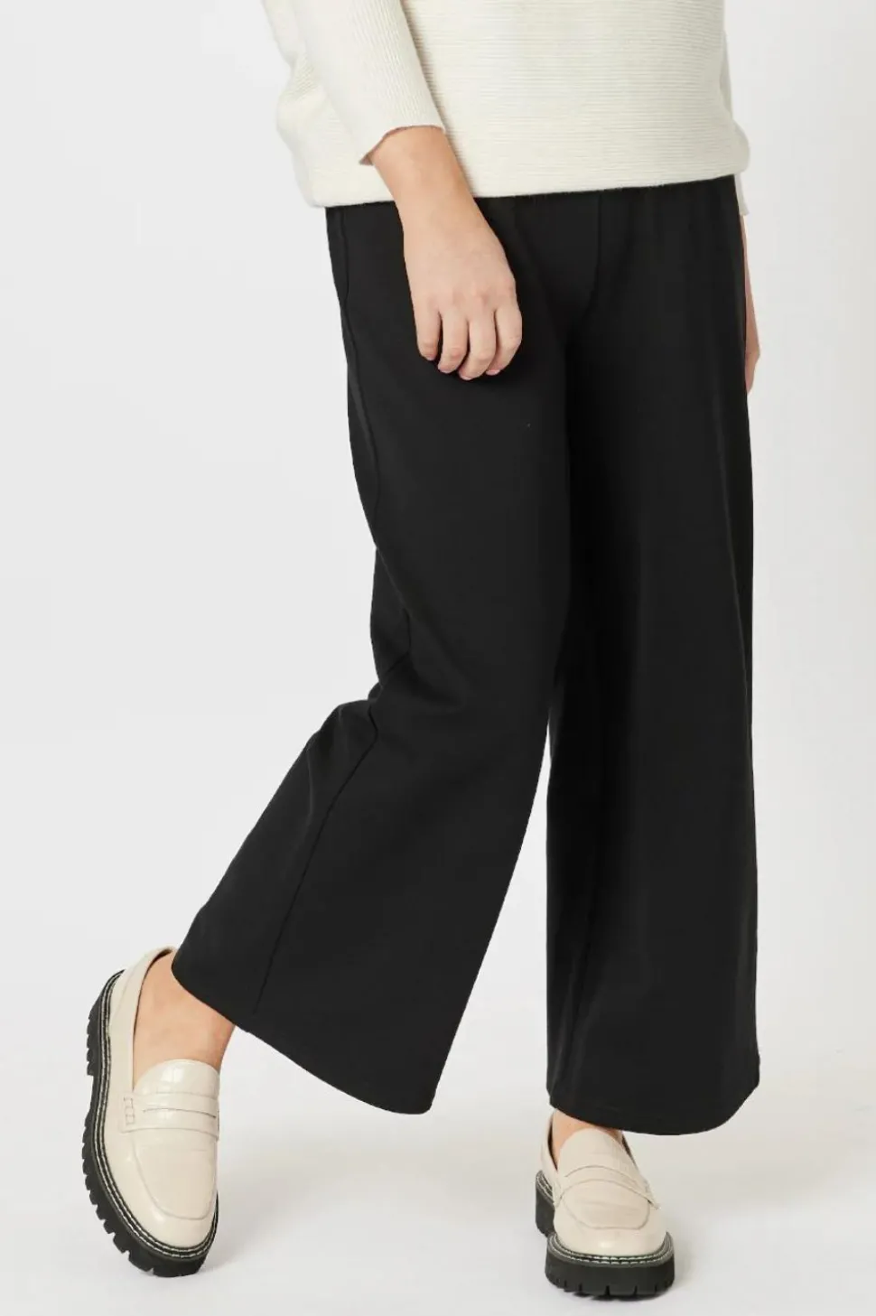 Threadz & Clarity Kimmy Ponti Wide Leg Pant | Black