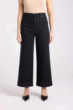 Two T's 7/8 Denim Wide Leg Pant | Black