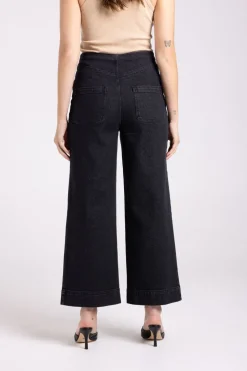 Two T's 7/8 Denim Wide Leg Pant | Black