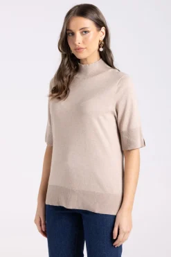 Two T's Mock Turtle Neck Knit | Biscotti