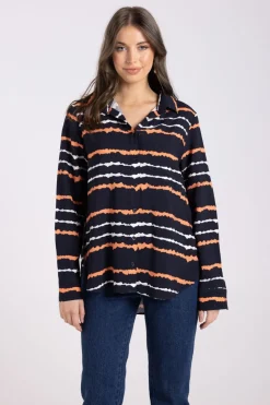 Two T's Tie Dye Shirt | French Navy/Tangerine/White