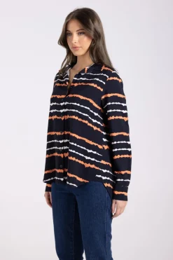 Two T's Tie Dye Shirt | French Navy/Tangerine/White