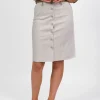 Vassalli Button Through Skirt | Khaki Stripe