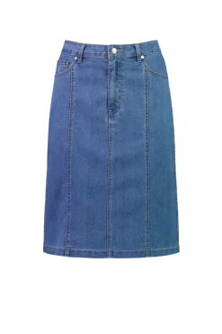 Vassalli Contrast Stitch Denim Skirt | Light Denim