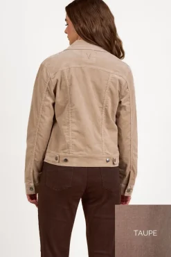 Vassalli Pinwale Cord Denim Jacket | Taupe