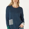 Zaket & Plover Birdseye Trim Jumper | Denim