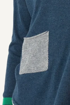 Zaket & Plover Birdseye Trim Jumper | Denim