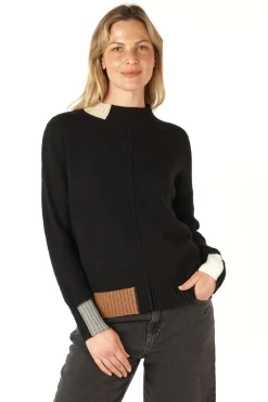 Zaket & Plover Colour Block Trim Jumper | Black