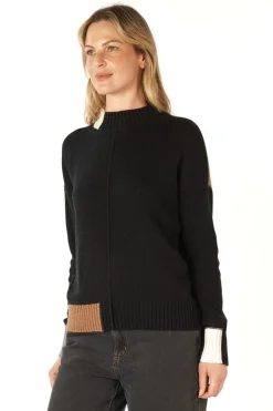 Zaket & Plover Colour Block Trim Jumper | Black