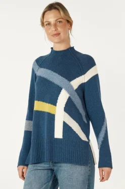 Zaket & Plover Road Map Jumper | Denim