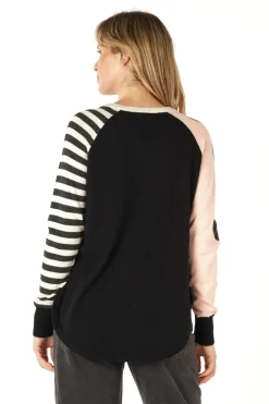 Zaket & Plover Spot + Stripe Crew | Black